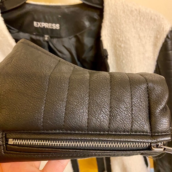 Express Faux Fur and Leather Moto Jacket - Picture 4 of 7